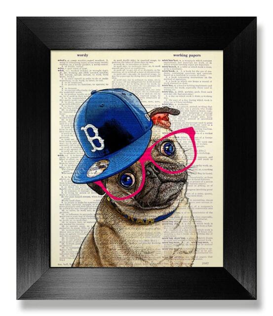 Pug Art Print, Pug Print, Decor, Wall Art, Painting, Poster, Illustration Drawing, Dog Artwork Room Nerdy