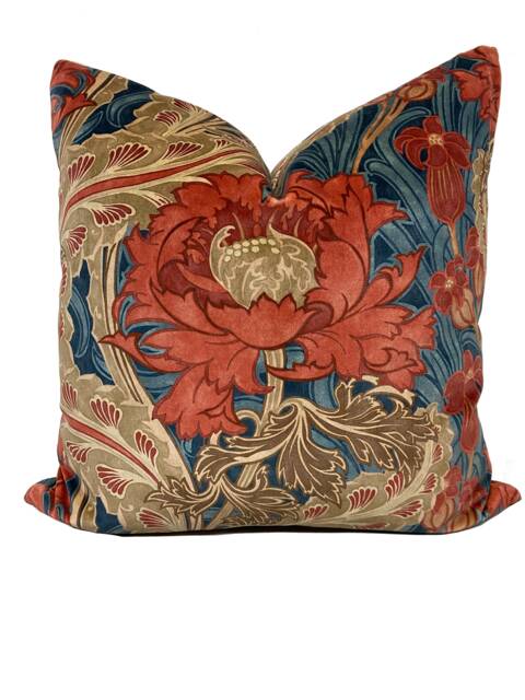 G.p & J Baker Brantwood Velvet Red/Blue Decorative Cushion Cover Pillow - image 1