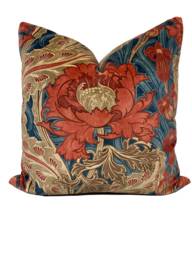 G.p & J Baker Brantwood Velvet Red/Blue Decorative Cushion Cover Pillow - thumbnail 1