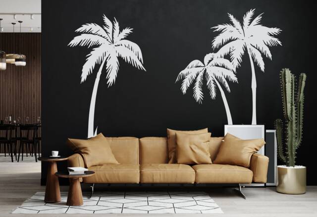Large Palm Tree Wall Decals Tropical Vinyl Art, Set Of 3 - image 1