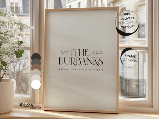 Personalised Surname Print Our Family Gift Custom Name Minimal Wall Art Names Sign Last Poster New Home For Families - image 1