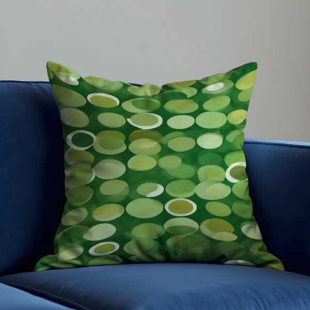 Green Polka Dot Cushion Cover, Playful Abstract Circle Pattern Pillow Case, Lime & Olive Modern Throw Bold Colorful Decor - image 1