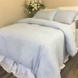 Blue Candy Striped Duvet Cover With Piping - A Sense Of Calmness - thumbnail 2