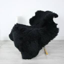 Real, Natural, Genuine Black Sheepskin Rug Scandinavian - thumbnail 4
