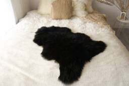 Real, Natural, Genuine Black Sheepskin Rug Scandinavian - thumbnail 1