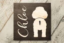 Personalized Poodle Dog Leash Holder, Wood Pet Name Sign For Birthday, Christmas Gift - thumbnail 1