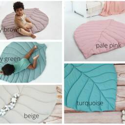 Organic Cotton Leaf Play Mat Personalized Nursery Decor - thumbnail 4