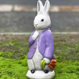 Concrete Peter Rabbit Statue Handmade Bunny Sculpture Outdoor Garden Decor Stone Animal Ornament Cement Patio Art Lover Gift - thumbnail 3