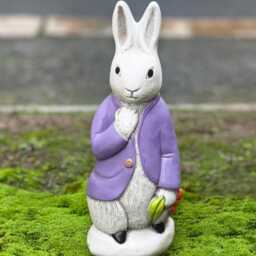Concrete Peter Rabbit Statue Handmade Bunny Sculpture Outdoor Garden Decor Stone Animal Ornament Cement Patio Art Lover Gift - thumbnail 1