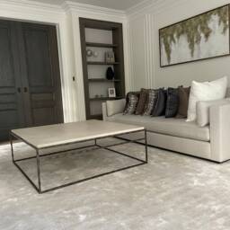 Hand Forged Metal Coffee Table Limestone Top, Luxury Furniture - thumbnail 4