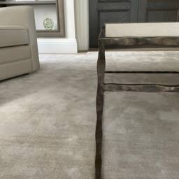 Hand Forged Metal Coffee Table Limestone Top, Luxury Furniture - thumbnail 2