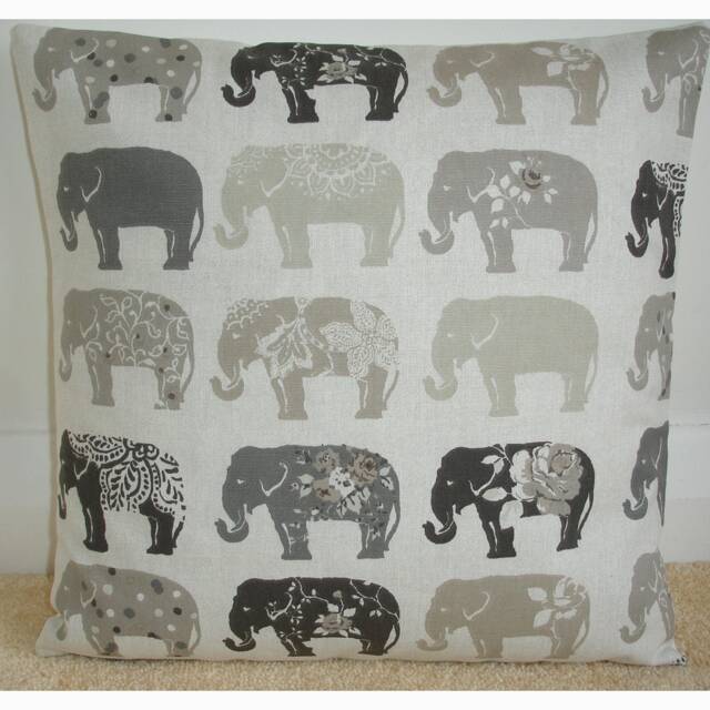"Pillow Cover Gray Elephants Decorative Throw Grey Taupe Beige Elephant 16"" Cushion Sham Slip Case Pillowcase 16x16 18x18 20x20 24"" 26" - image 1