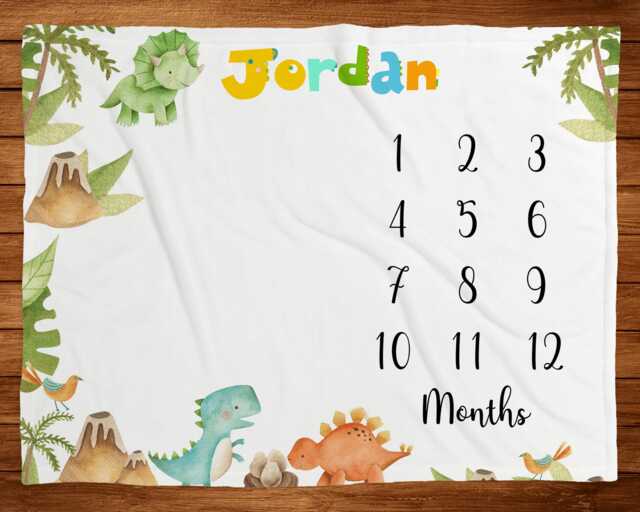 Dino Milestone Blanket Personalized Baby Age Monthly Growth Tracker New Shower Gift Custom Name Minky Fleece Mom - image 1