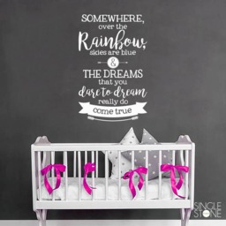 Nursery Over The Rainbow Wall Decal Quote - Vinyl Text Art Custom Home Decor - thumbnail 4
