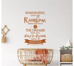 Nursery Over The Rainbow Wall Decal Quote - Vinyl Text Art Custom Home Decor