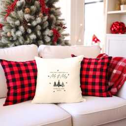 Personalised First Christmas Married Custom Name Cushion Gift Keepsake For Newlywed Xmas Couple Pillow Cover Decor - thumbnail 1
