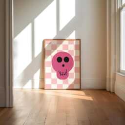 Skull Print, Retro Style Decor, Checkerboard, Boys Bedroom Prints, Colourful Kids Gothic Art, Cool Teen Prints - thumbnail 3