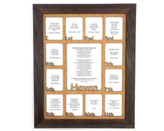 K-12Th Grade School Years Picture Frame - 11x14 Dark Holds 2.5x3 & 5x6.5 Pictures Personalized Back To Days - image 1