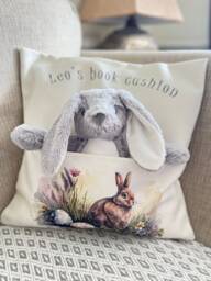 Easter Book Cushion, Personalised Gift, First - thumbnail 1