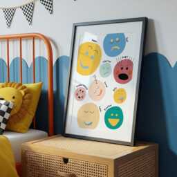 Feelings Print, Educational Poster, Smiley Face, Colourful Kids Decor, Cool Happy Positive Emotions Print - thumbnail 2