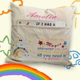 Read Me A Story Personalised Embroidered Reading Cushion With Pocket, Birthday Gift For Boys/Girls - thumbnail 3
