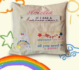 Read Me A Story Personalised Embroidered Reading Cushion With Pocket, Birthday Gift For Boys/Girls - thumbnail 1
