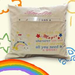 Read Me A Story Personalised Embroidered Reading Cushion With Pocket, Birthday Gift For Boys/Girls - thumbnail 2