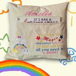 Read Me A Story Personalised Embroidered Reading Cushion With Pocket, Birthday Gift For Boys/Girls - thumbnail 4