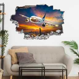 Airplane City View Sunset Wall Sticker Mural Decal Poster Print Art Kids Bedroom Home Decor Bl32 - thumbnail 2