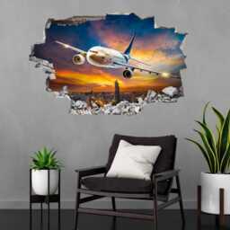Airplane City View Sunset Wall Sticker Mural Decal Poster Print Art Kids Bedroom Home Decor Bl32