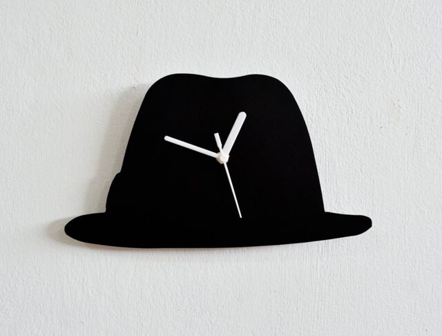 Hipster Hat Vintage Silhouette - Wall Clock - image 1