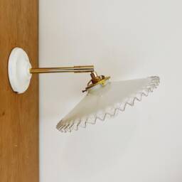 Vintage White Opaline Wall Light With Shade - thumbnail 1