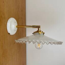 Vintage White Opaline Wall Light With Shade - thumbnail 4
