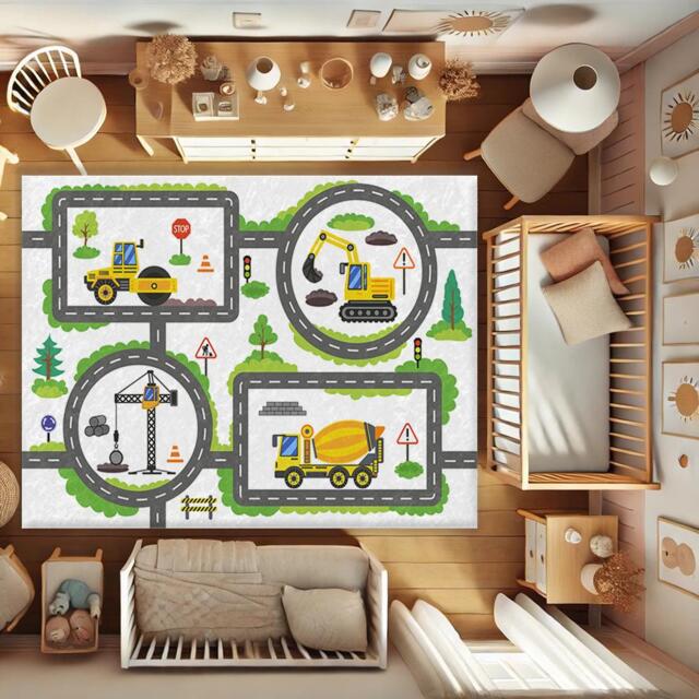 Construction Trucks Play Rug City Roads Nursery Decor by Etsy ...