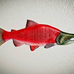 Hand-Made & Painted Wood Kokanee Salmon Magnet - thumbnail 3