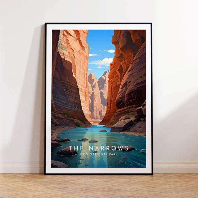 Zion Narrows Travel Print - United States, Utah, National Park Poster, Home Decor, Gift Or Canvas - image 1