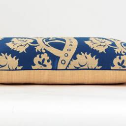 Gold Scroll Lumbar Pillow Cover, Pindler Baltic Blue Accent - thumbnail 3