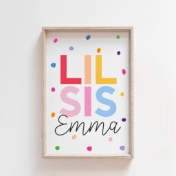 Set Of 3 Playroom Prints, Big Bro Lil Sis, Brother Sister Bedroom Sibling Rainbow Wall Art, Colourful - thumbnail 2