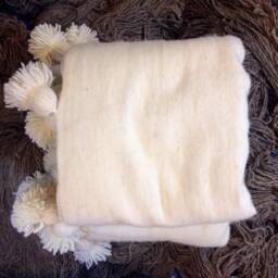 Wool Blanket - Moroccan Blanket Handmade Soft Wool Moroccan Ivory Birthday Gift For Mom Comfy Bedroom D??cor - thumbnail 2