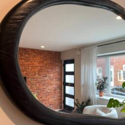 Asymmetrical Solid Wood Mirror - Organic Wall Frame Rustic Bathroom & Living Room Decor - thumbnail 3