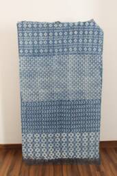 Handmade Indigo Dhurrie Rug, White Block Print, Traditional Indian Decor, 3x5