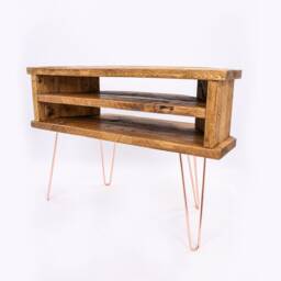 Harrow Tv Stand -By Dab Chic & Vintage/Bespoke Rustic Sideboard Living Furniture Handmade Solid Wooden Industrial Steel - thumbnail 1