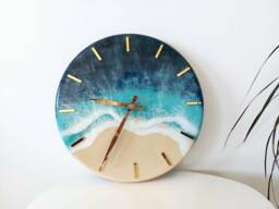 Resin Ocean Wall Clock Art Beach & Sea Unique Decor Epoxy Wave Painting House Decor