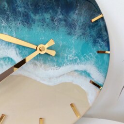Resin Ocean Wall Clock Art Beach & Sea Unique Decor Epoxy Wave Painting House Decor - thumbnail 3