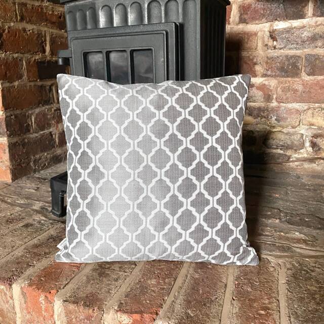 1150. Handmade Grey Mosaic Jacquard Cushion Cover, Size 12x12 - image 1