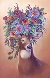 Flowers For My Deer 11x17 Print - Acrylic Painting Art Reproduction Flower Bouquet Pretty Colorful Colors Poster - thumbnail 1