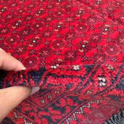 6'7x9'2 Afghan Khal Mohammadi Hand-Knotted Wool Rug, Deep Red Tribal Geometric Carpet, Traditional Oriental Area Rug For Living Room, Office - thumbnail 4