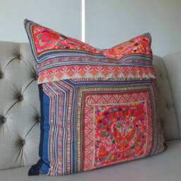 Throw Pillows Hmong Textiles Vintage Fabric Handwoven Textiles Scatter Cushions Beanbags Ottoman Couch Sofa Floor Pillows - thumbnail 2