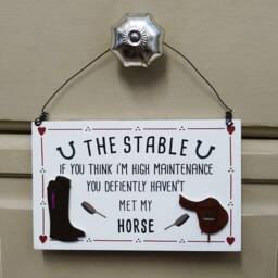 Horse Lovers Plaque Stables Fun Sign Birthday Funny Riding Stable Is My Happy Place Secret Santa Stocking Filler - thumbnail 3