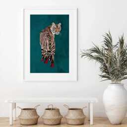 Turquoise Tiger Wearing Heels Framed Art Print - thumbnail 3
